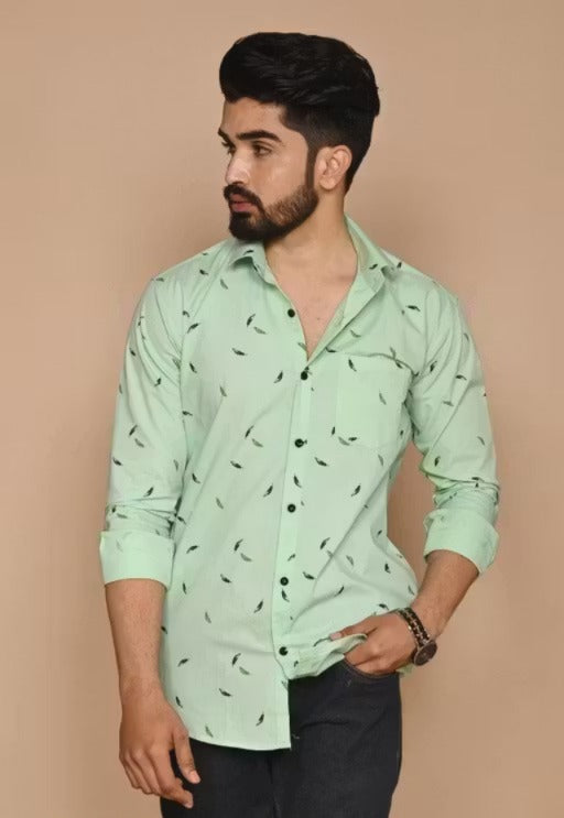 New & Hit Men Leaf Print Shirts Collection in 3 Different Shades and Design (Leaf-Shirt)