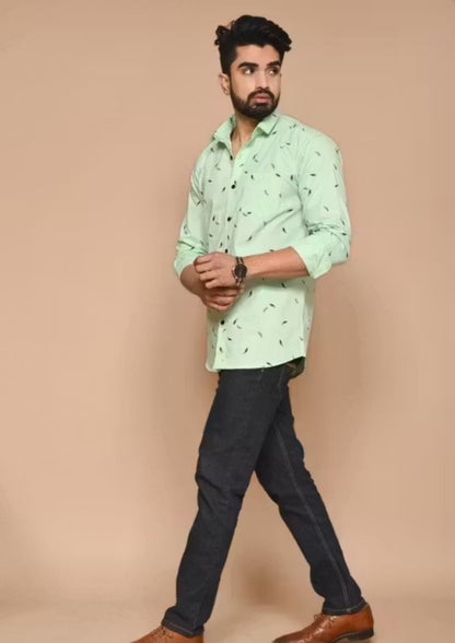 New & Hit Men Leaf Print Shirts Collection in 3 Different Shades and Design (Leaf-Shirt)