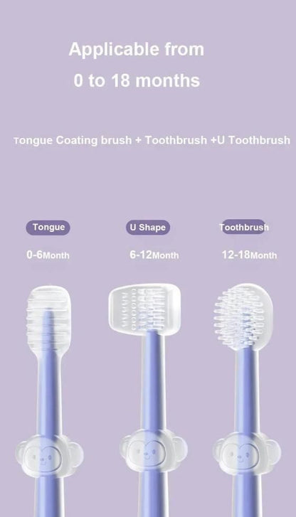 3 Steps Silicone Baby Toothbrush Set of 3 Assorted (Pack of 1)